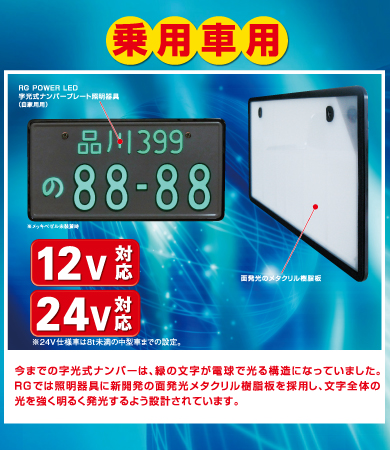 普通車向け字光式ナンバー