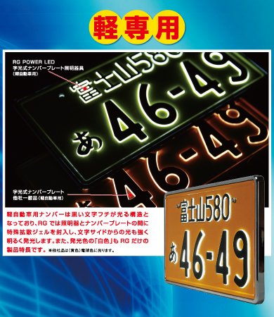軽自動車向け字光式ナンバー